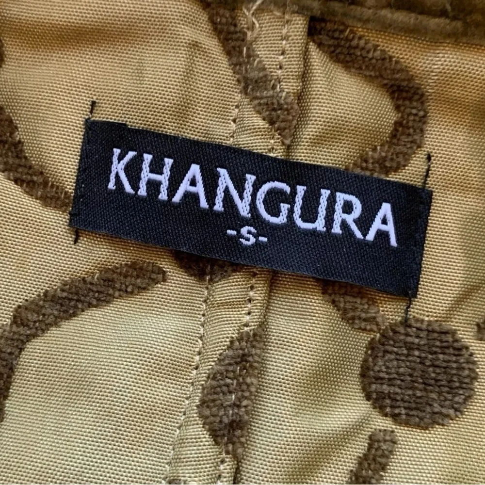 Khangura Reversible Tapestry Dot Print Art Wear Jacket Brown Beige Size Small